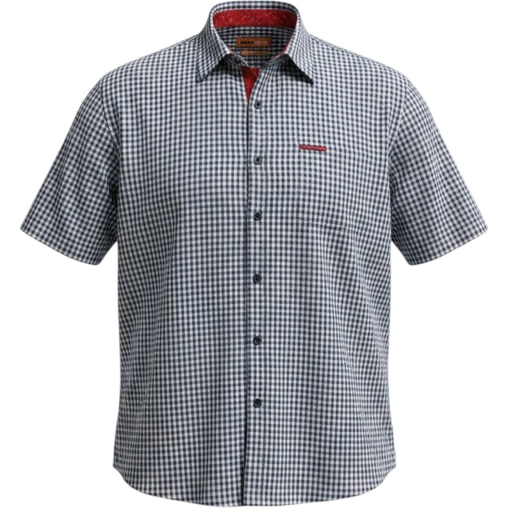 Emilio Adani Button Down Shirt Mens 3XL‎ Blue Gingham Check Short Sleeve Regular
